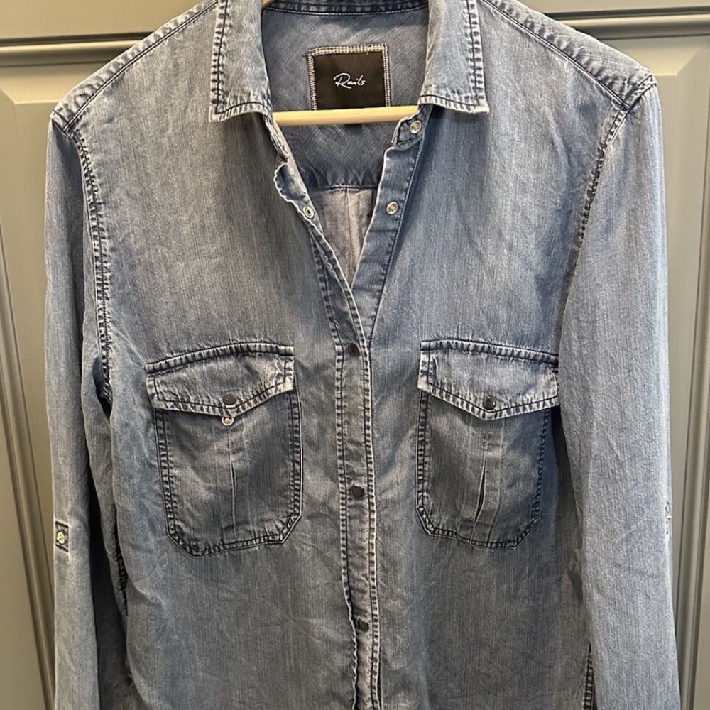 RAILS Marlow Denim Chambray Snap Button Up Shirt … - image 1
